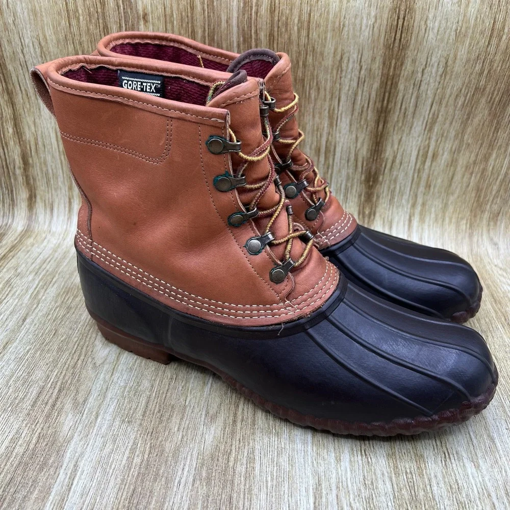 LL Bean Bean Boots Men's Size 12 Brown Gore-Tex Thinsulate Duck Boots 8in‎ USA